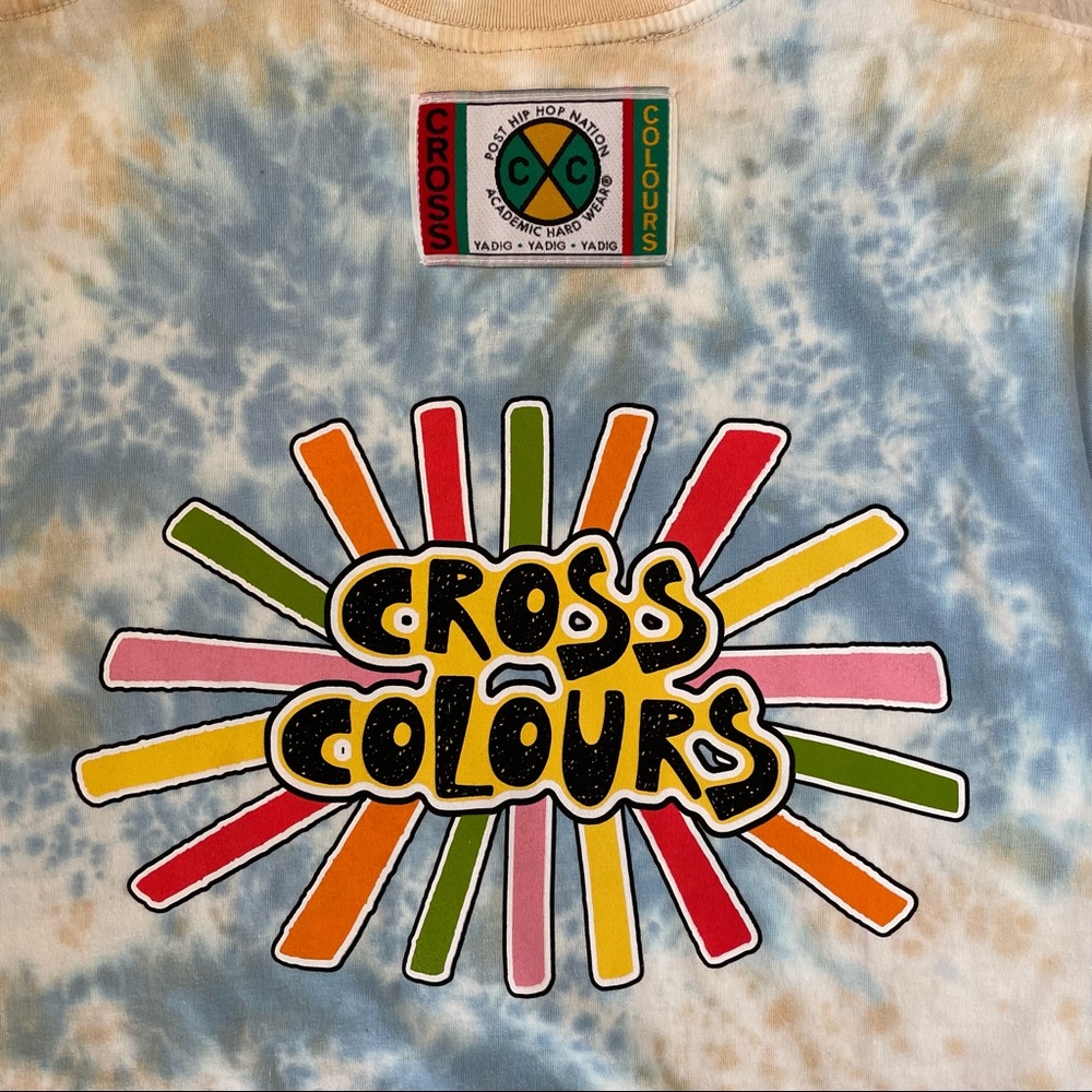 Cross Colours Tie Dye Cloud Tee Short Sleeve Sunshine Logo NWT